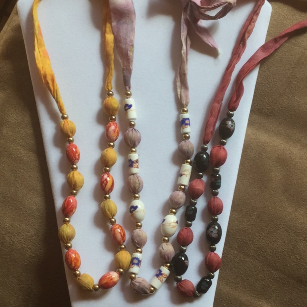 Set of fun tie-dyed tie necklaces